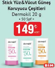 DERMOKİL STİCK YÜZ & VÜCUT GÜNEŞ KORUYUCU ÇEŞİTLERİ 50 SPF+ 20 G